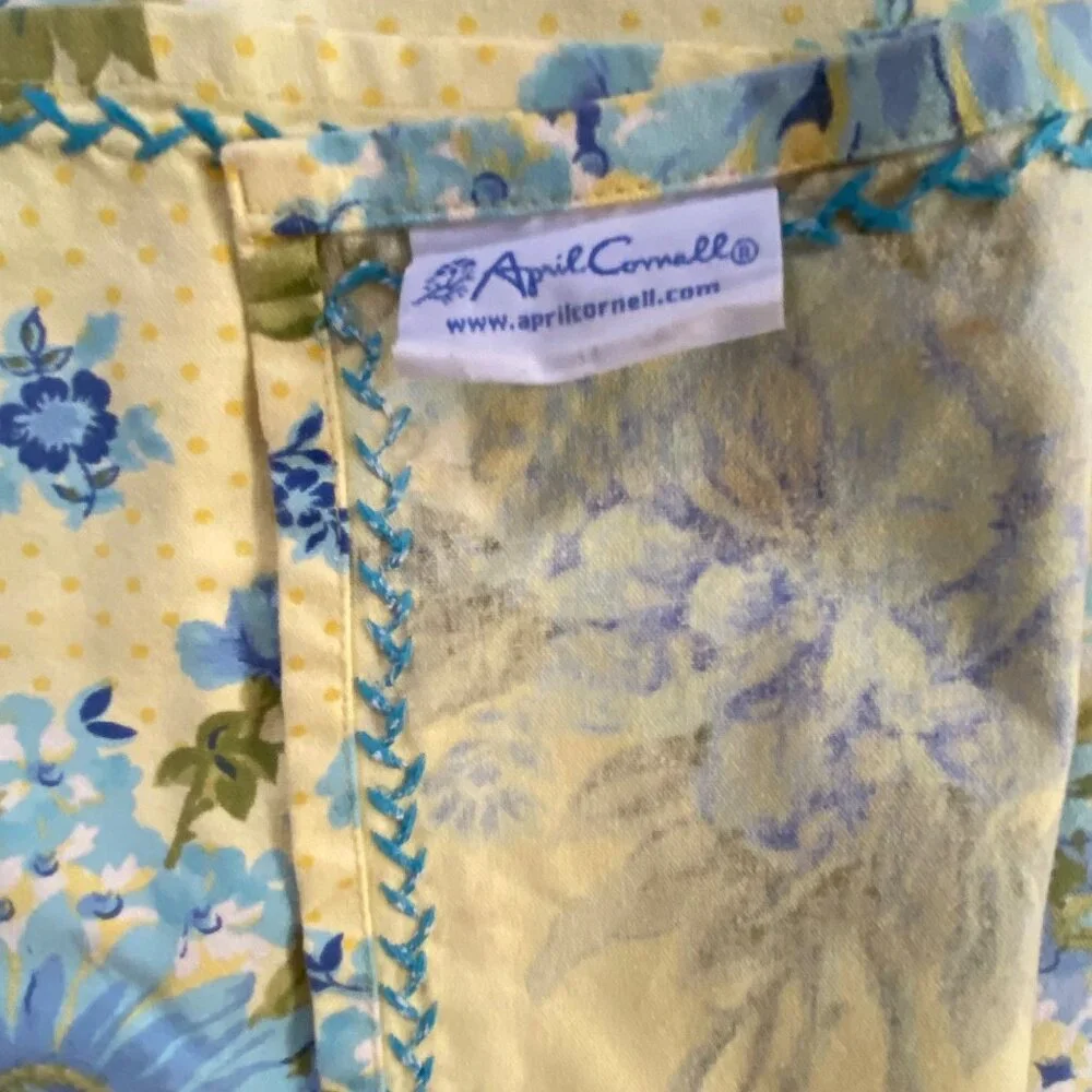 April Cornell Napkins Placemats Floral Yellow Blue Cotton‎ Table Linens Country